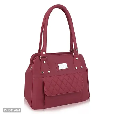 Stylish Maroon Pu Self Pattern Handbags For Women-thumb2