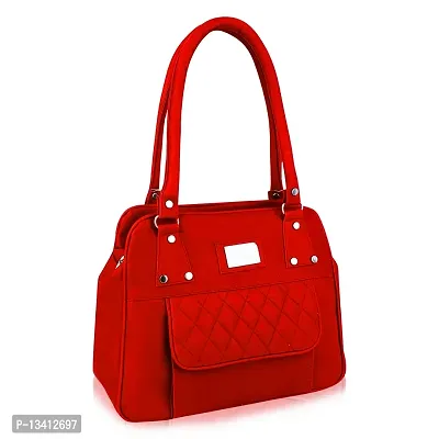 Stylish Red Pu Self Pattern Handbags For Women-thumb2