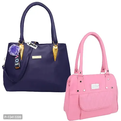 Stylish Multicoloured Pu Self Pattern Handbags For Women Pack Of 2