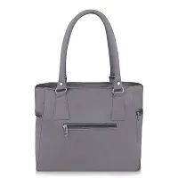 Stylish Grey Pu Self Pattern Handbags For Women-thumb2