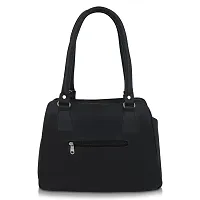 Stylish Black Pu Self Pattern Handbags For Women-thumb2