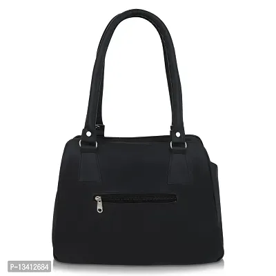 Stylish Black Pu Self Pattern Handbags For Women-thumb3