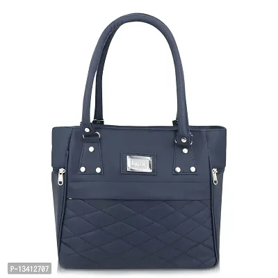 Stylish Blue Pu Self Pattern Handbags For Women-thumb0