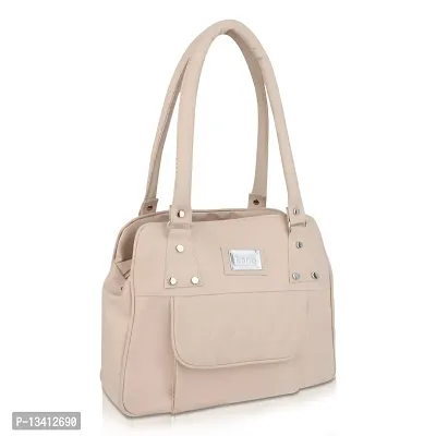 Stylish Cream Pu Self Pattern Handbags For Women-thumb0