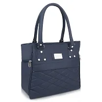 Stylish Blue Pu Self Pattern Handbags For Women-thumb1