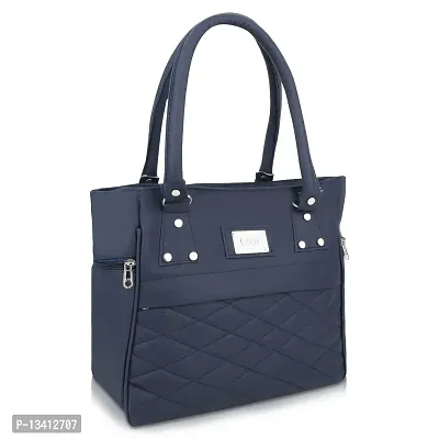 Stylish Blue Pu Self Pattern Handbags For Women-thumb2