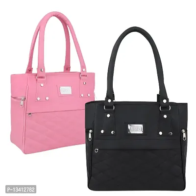 Stylish Multicoloured Pu Self Pattern Handbags For Women Pack Of 2-thumb0