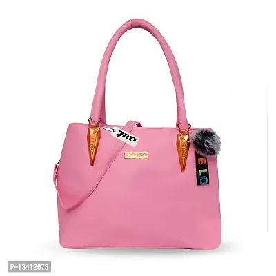 Stylish Pink Pu Self Pattern Handbags For Women