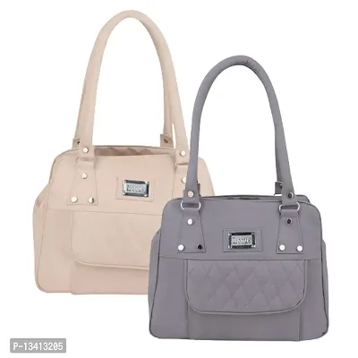 Stylish Multicoloured Pu Self Pattern Handbags For Women Pack Of 2