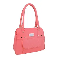 Stylish Peach Pu Self Pattern Handbags For Women-thumb1