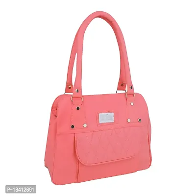 Stylish Peach Pu Self Pattern Handbags For Women-thumb2