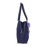 Stylish Blue Pu Self Pattern Handbags For Women-thumb3