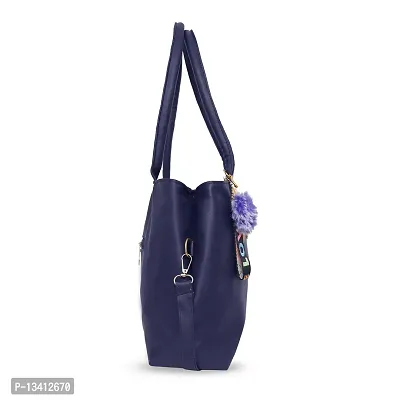 Stylish Blue Pu Self Pattern Handbags For Women-thumb4