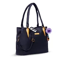 Stylish Black Pu Self Pattern Handbags For Women-thumb1