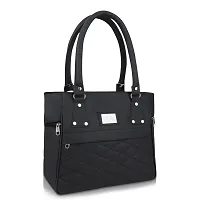 Stylish Black Pu Self Pattern Handbags For Women-thumb1