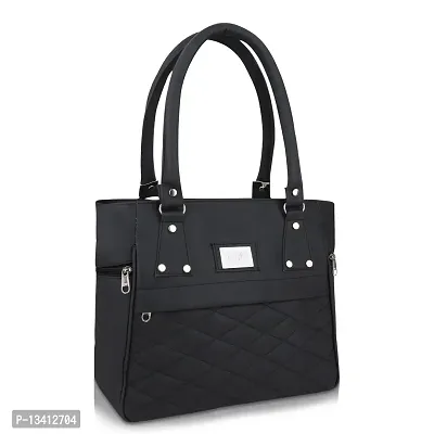 Stylish Black Pu Self Pattern Handbags For Women-thumb2