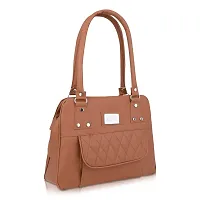 Stylish Brown Pu Self Pattern Handbags For Women-thumb1