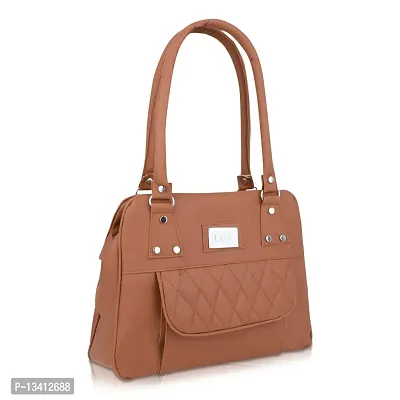 Stylish Brown Pu Self Pattern Handbags For Women-thumb2