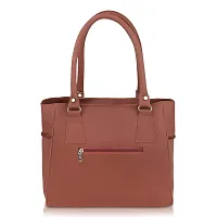 Stylish Brown Pu Self Pattern Handbags For Women-thumb2