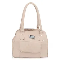 Stylish Cream Pu Self Pattern Handbags For Women-thumb1