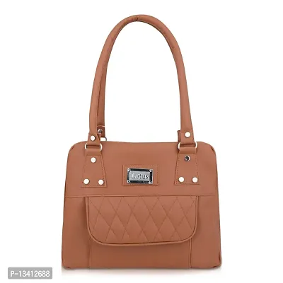 Stylish Brown Pu Self Pattern Handbags For Women-thumb0