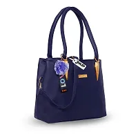 Stylish Blue Pu Self Pattern Handbags For Women-thumb1