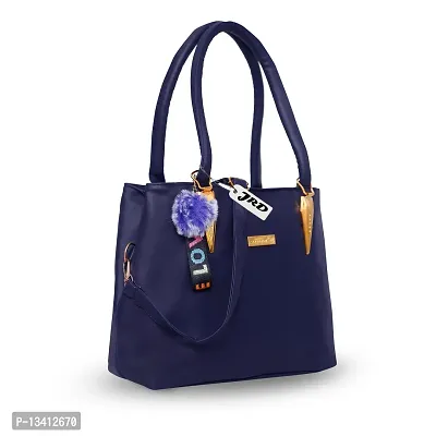 Stylish Blue Pu Self Pattern Handbags For Women-thumb2