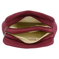 Stylish Maroon Pu Self Pattern Handbags For Women-thumb4