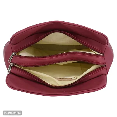 Stylish Maroon Pu Self Pattern Handbags For Women-thumb5