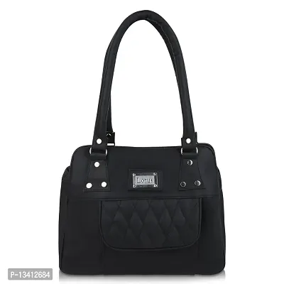 Stylish Black Pu Self Pattern Handbags For Women-thumb0