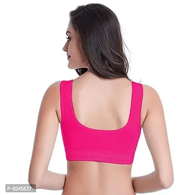 Khwahish Women's Spandex Nylon Non-Padded Wire Free Size Rani Color Air Bra-Pack of 3-thumb3