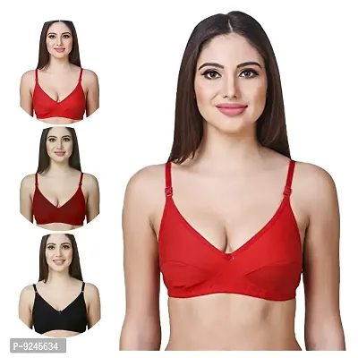 Buy Khwahish Ladies Cotton Multicolour Full Coverage Non Padded Non Wired  Everyday Bra for Women's Girl's. Combo Pack of 3 Pieces (Size : 30) Online  In India At Discounted Prices