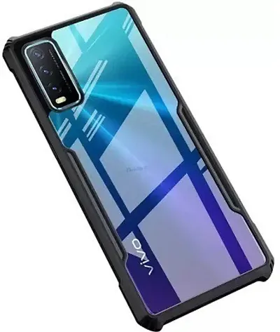 PrintYug Shockproof Crystal Clear Transparent Back Cover for Vivo Y20/Y20i | 360 Degree Protection | Protective Design (Black)