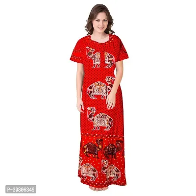 Comfortable Red Cotton Blend Nighty For Women-thumb0