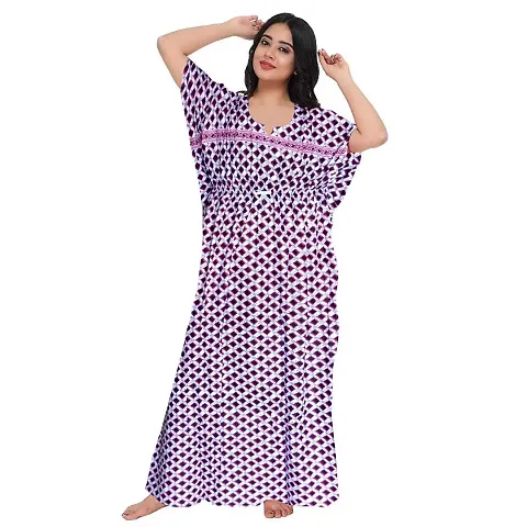 Breezly Woman's Kaftan Embelished Cotton Nighty