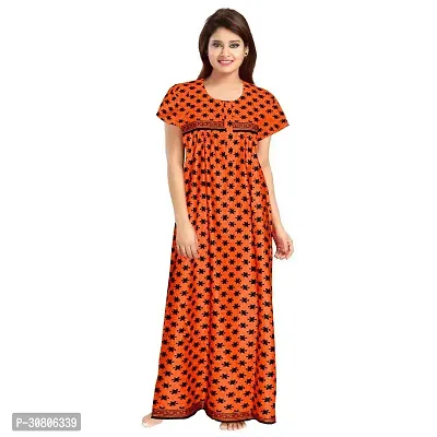 Comfortable Orange Cotton Blend Nighty For Women-thumb0