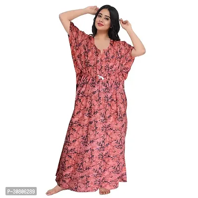 Comfortable Peach Cotton Blend Nighty For Women-thumb0