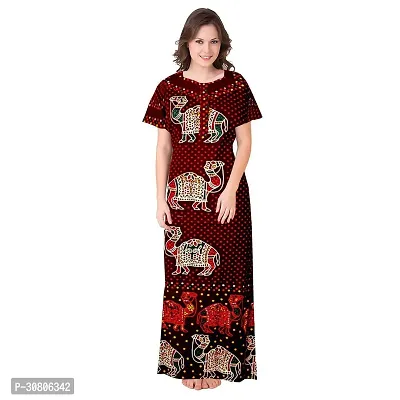 Comfortable Maroon Cotton Blend Nighty For Women-thumb0