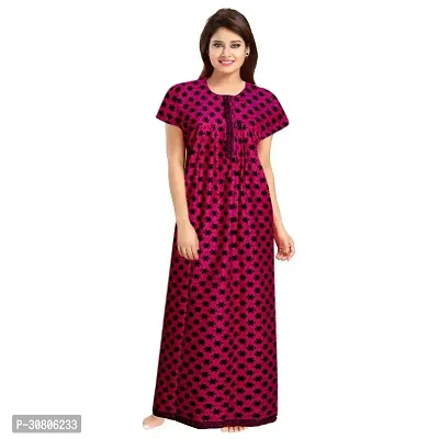 Comfortable Magenta Cotton Blend Nighty For Women-thumb0