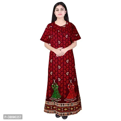 Comfortable Maroon Cotton Blend Nighty For Women