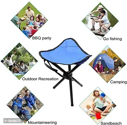 Outdoor Folding Tripod Stool for Camping  Hiking Travelling Outdoor Picnic Fishing Hunting Travel Backpacking Camp Four Leg Tripod Chair (Multicolor) 1 Pc-thumb0
