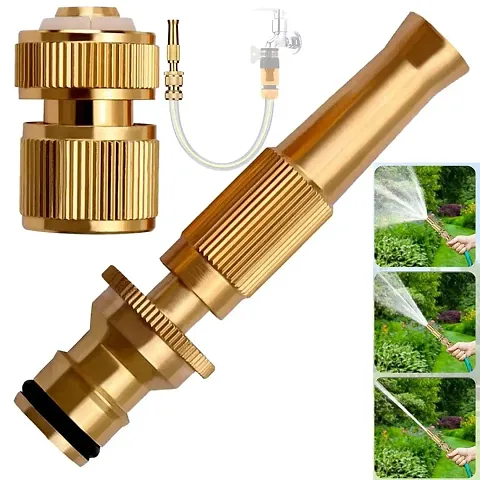 krupasadhya Brass Nozzle Water Spray Gun Water Jet Hose Nozzles Hose Pipe Spray Gun SUITABLE for 1/2 Hose Pipe For Gardening And Washing (Without Hose Pipe)