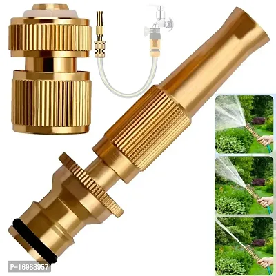 KRUPASADHYA Brass Nozzle Water Spray Gun Jet Hose Pipe High Pressure For Car,Bike,Window Cleaning Plants Gardening (Without Pipe) Suitable for 1/2 Hose Pipe (Nozzle)