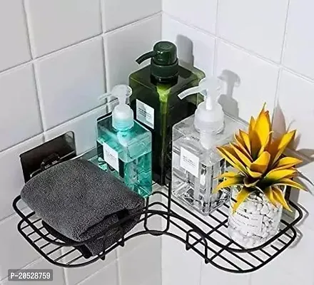 Rectangular Self-Adhesive Metal Bathroom Rack Storage Shelves,Steel Bathroom Shelf Organizer Storage