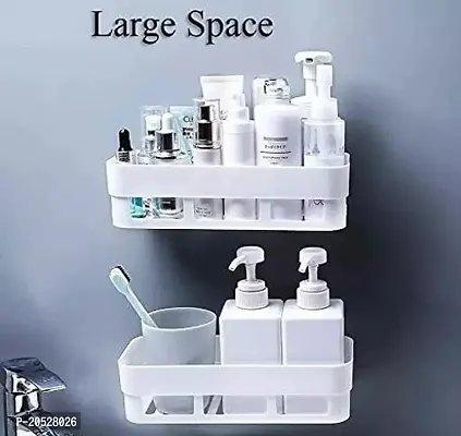 Rectangular Self-Adhesive Metal Bathroom Rack Storage Shelves,Steel Bathroom Shelf Organizer Storage