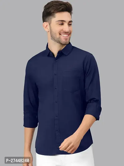 Reliable Lycra Solid Casual Shirts For Men-thumb3