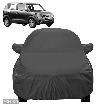Car Cover Compatible with Maruti Wagonr (Model-2019-Till Date) with Mirror Pocket, Water Resistant, Triple Stitched, Wagonr New Car Cover- Grey-thumb0