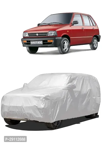 Waterproof CAR Cover for Maruti Suzuki 800 HIGHR Material Quality (Maruti 800 CAR Cover/Maruti 800 CAR Cover Waterproof/Maruti Suzuki 800 CAR Cover/CAR Cover for Maruti 800) (Silver)-thumb0