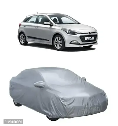 GANPRA Presents Semi Waterproof and Dustproof Car body cover Compatible With Hyundai Elite i20 Variants_Silver Color With Mirror Slots-thumb0