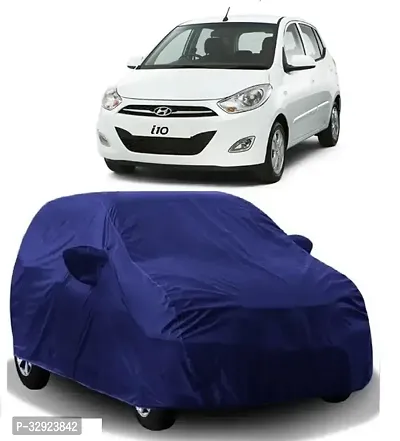 Car Cover For Hyundai i10 (With Mirror Pockets)- Water Resistant  Dustproof - Triple Stitched - Front and Back Elastic - Belt and Buckle - Blue with Mirror Pockets